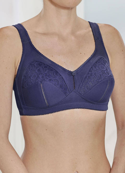 BH zonder beugel - Set van twee bh's met kanten inzetstukken, in Größe 080 bis 110, in Cup B, in Farbe 1X MARINE, 1X WEISS Ansicht 1