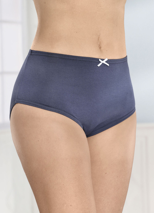 Slips - Set van vijf slips met elastische tailleband, in Größe 038 bis 056, in Farbe 3X MARINE, 2X WEISS Ansicht 1
