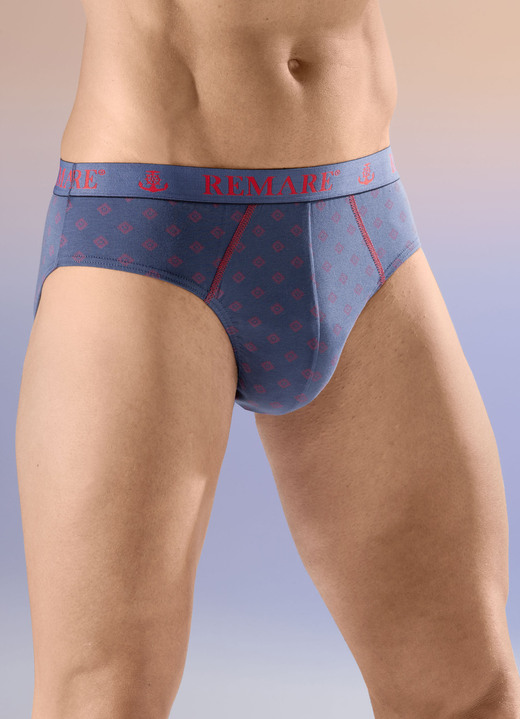 Slips & onderbroeken - Vier pakjes slips, in Größe 004 bis 010, in Farbe 2X INDIGOBLAU-ROT, 2X UNI INDIGOBLAU