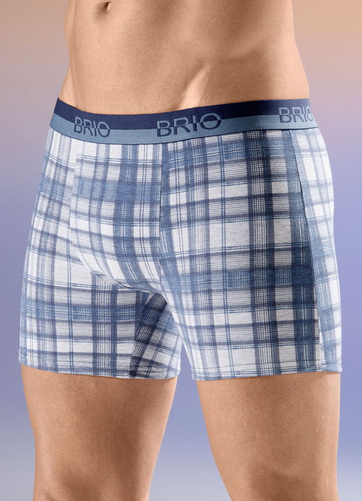 Pants & boxershorts - Vier pakjes broeken, in Größe 005 bis 011, in Farbe 2X BLAU-GRAU MELIERT, 2X UNI GRAU MELIERT