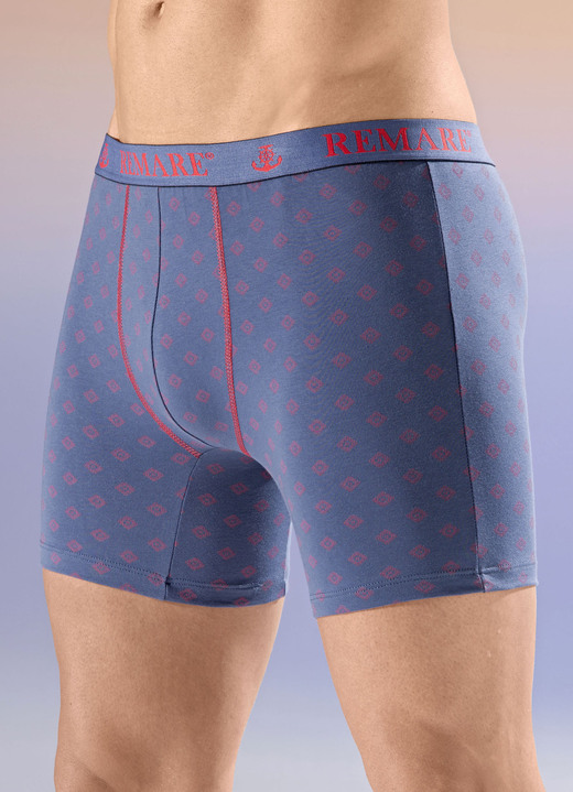 Pants & boxershorts - Vier pakjes broeken, in Größe 005 bis 011, in Farbe 2X INDIGOBLAU-ROT, 2X UNI INDIGOBLAU