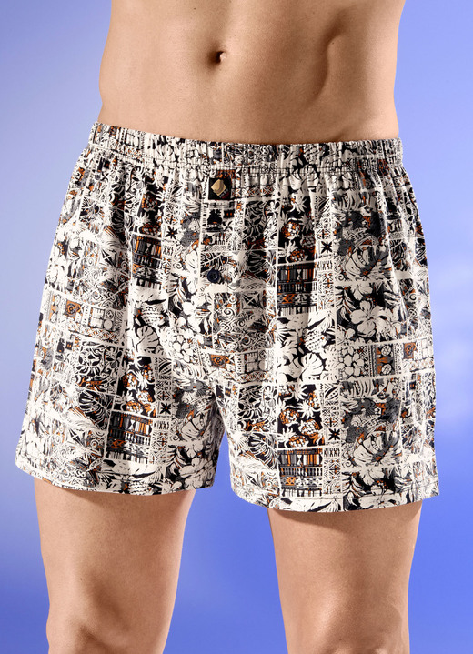Pants & boxershorts - Set van vier boxershorts, in Größe 005 bis 016, in Farbe 2X SAND-GRAU-ORANGE, 2X GRAU-SCHWARZ-ORANGE