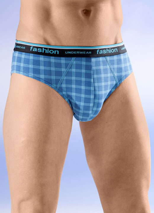 Slips & onderbroeken - Vier pakjes slips, in Größe 004 bis 010, in Farbe 2X BLAU-TÜRKIS, 2X BLAU-GRAU Ansicht 1