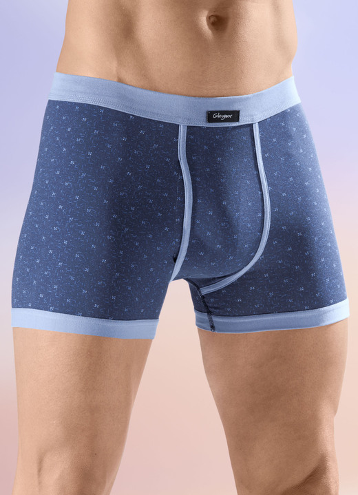 Slips & onderbroeken - Viererpack Unterhosen mit Alloverdessin, in Größe 005 bis 011, in Farbe 2X MARINE-LICHTBLAUW, 2X LICHTBLAUW-NAVY