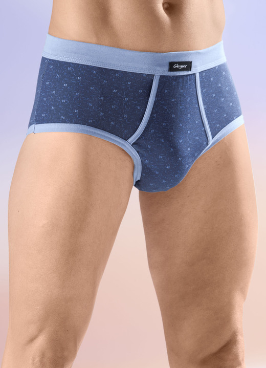 Slips & onderbroeken - Set van vier slips met zachte tailleband, in Größe 005 bis 011, in Farbe 2X MARINE-HELLBLAU, 2X HELLBLAU-MARINE