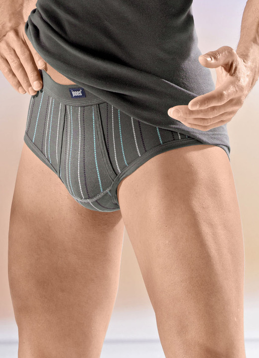Slips & Unterhosen - Viererpack Slips, in Größe 005 bis 014, in Farbe 2X SCHIEFER-TÜRKIS-HELLGRAU, 2X UNI SCHIEFER Ansicht 1