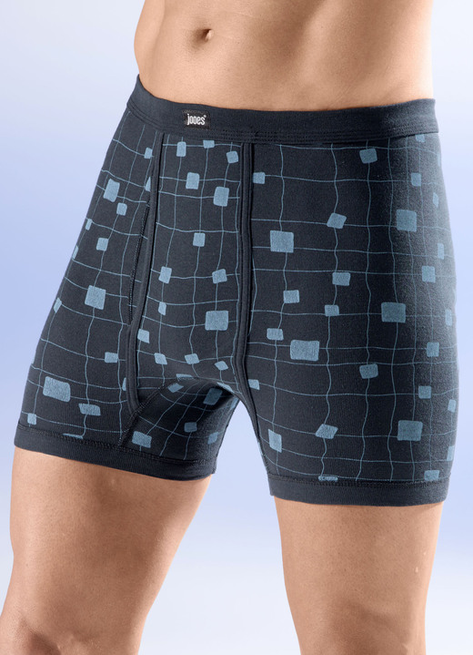Slips & onderbroeken - Viererpack Unterhosen mit Alloverdessin, in Größe 005 bis 014, in Farbe 2X ANTRACIET-POVE BLAUW, 2X ANTRACIET-ROBIJNROOD Ansicht 1