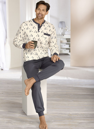 Set van twee pyjama's met knoopsluiting en manchetten