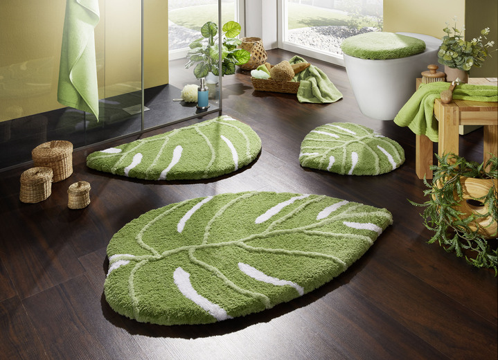 Badmatten - Halfrond vloerkleed, in Größe 100 (Matje, halfrond 50/80 cm) bis 112 (Toiletdekselafdekking 47/50 cm), in Farbe GRÜN Ansicht 1