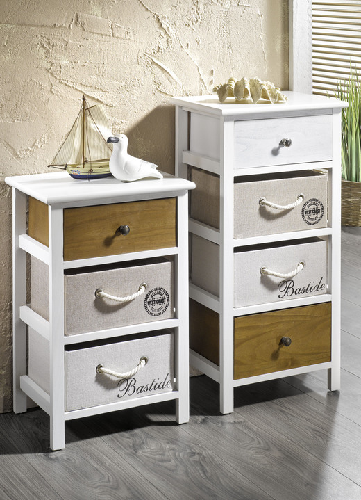 Commodes - Handgemaakte ladekast, in Farbe WEISS-BRAUN, in Ausführung Commode met 3 lades Ansicht 1