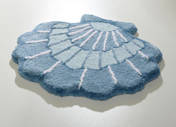 Badmatten - Halfrond vloerkleed, in Größe 100 (Matje, halfrond 50/80 cm) bis 112 (Toiletdekselafdekking 47/50 cm), in Farbe BLAU Ansicht 1