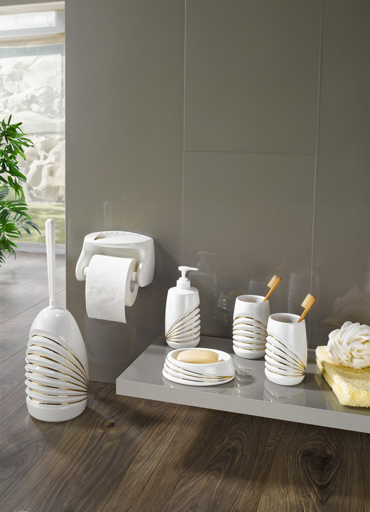 Badkamer-accessories - Keramische badkameraccessoires, in Farbe WIT-GOUD, in Ausführung Zeepbakje