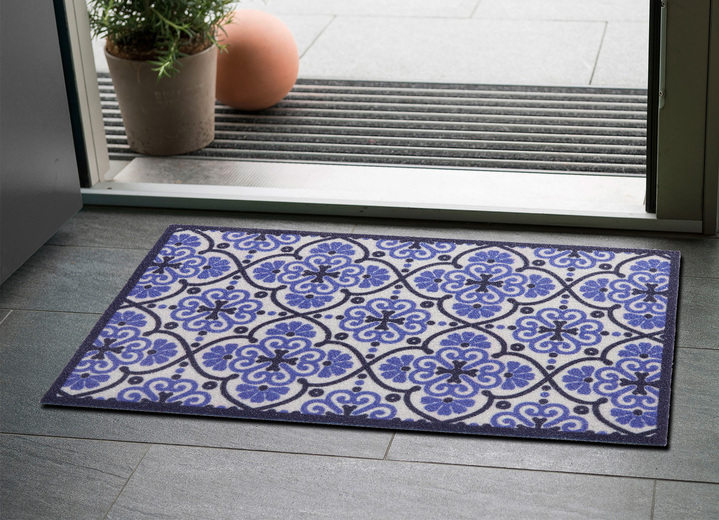 Schoonloopmatten - Deurmat met antislip latex achterkant, in Größe 101 (40 x 60 cm) bis 103 (45x145 cm), in Farbe BLAU Ansicht 1