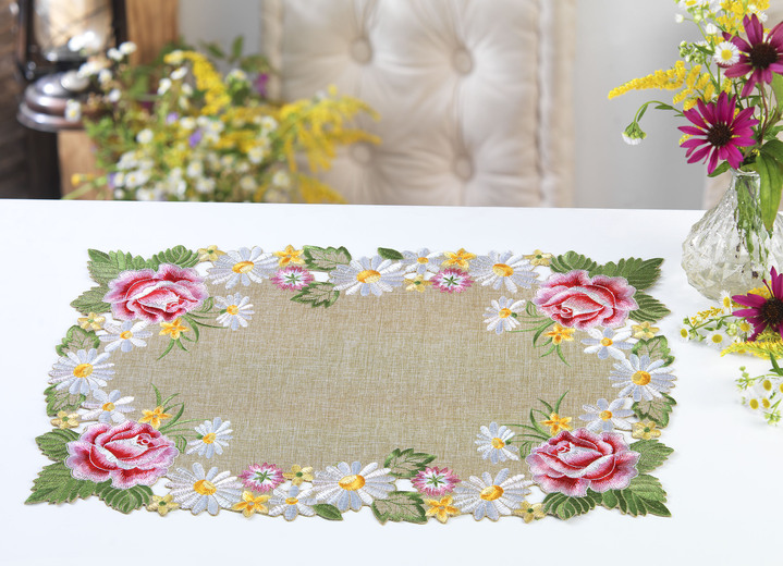 Tafellakens - Tafel- en kamerdecoratie in harmonieuze kleuren, in Größe 101 (Kleedje, 35/50 cm) bis 404 (Kussensloop, 40/40 cm), in Farbe GRÜN-BUNT Ansicht 1