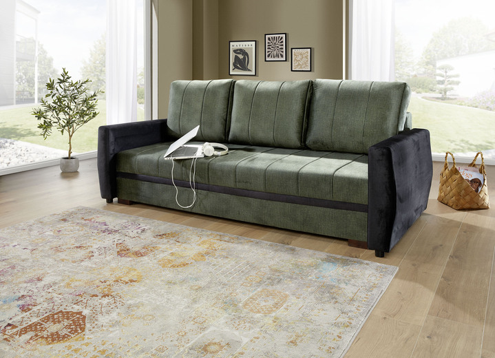 Slaap sofa`s - Slaapbank, in Farbe GROEN-ZWART Ansicht 1
