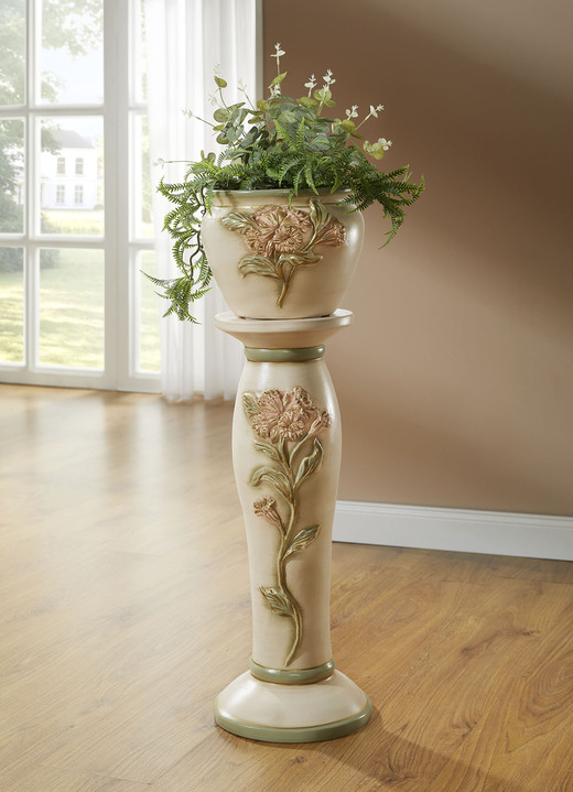 Wohnaccessoires - Säule mit Übertopf, in Farbe BEIGE-BUNT Ansicht 1
