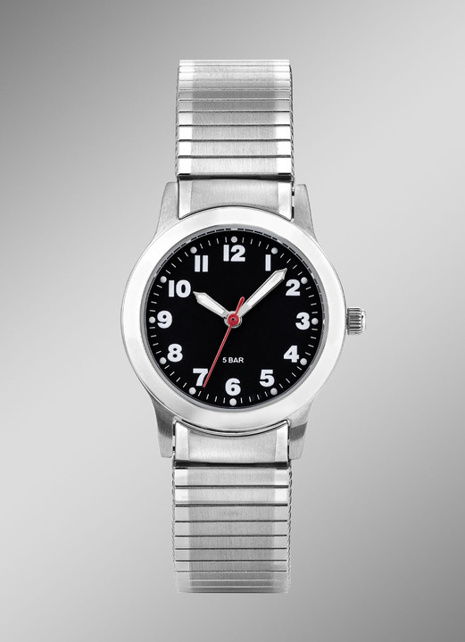 Kwartshorloges - Para-Quartz-Damenuhr mit Edelstahlzugband, in Farbe NEE Ansicht 1