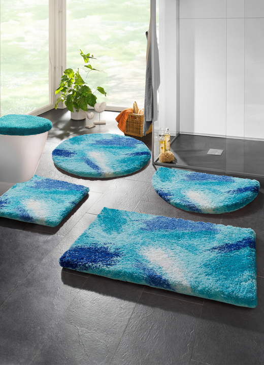 Grund - Badkamerset in superzachte kwaliteit van Grund, in Größe 100 (Matje, halfrond 50/80 cm) bis 112 (Toiletdekselafdekking 47/50 cm), in Farbe BLAUW Ansicht 1