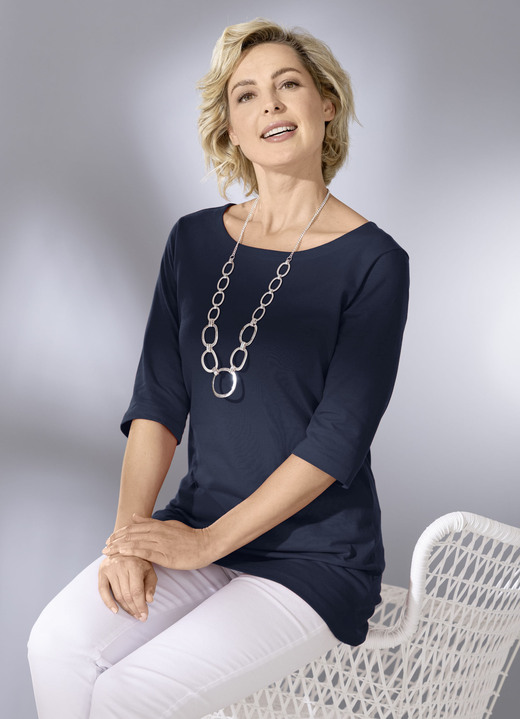 3/4-mouw - Shirt met ronde hals in 3 kleuren, in Größe 038 bis 054, in Farbe MARINE Ansicht 1