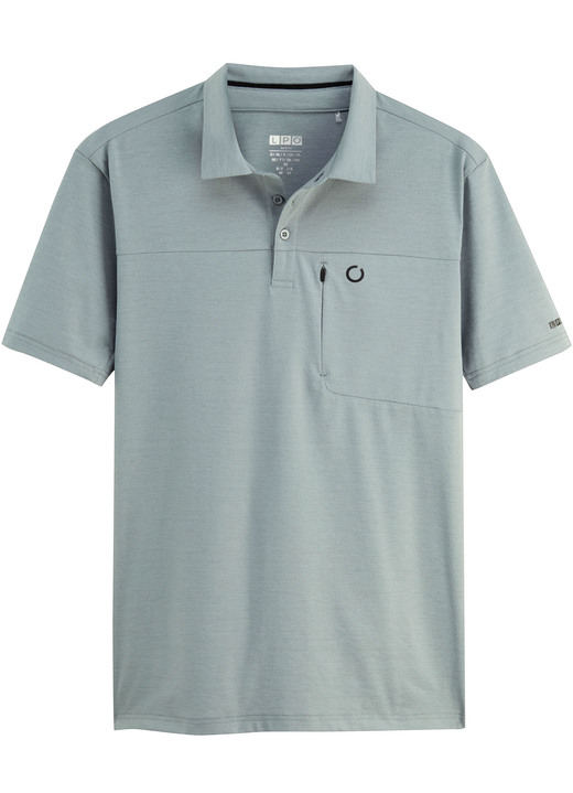 Vrijetijds shirts & -combinaties - Functioneel poloshirt Vrijetijds shirts & -combinaties - Functioneel poloshirt, in Größe 048 bis 058, in Farbe SALBEI MELIERT