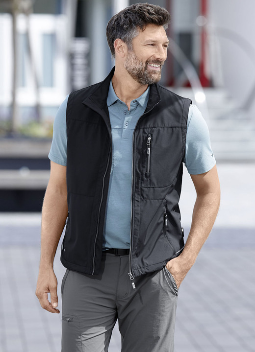 Vrijetijds shirts & -combinaties - Softshell-vest, in Größe 048 bis 058, in Farbe SCHWARZ Ansicht 1