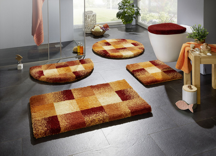 Badmatten - Superzachte badkamerset met antislip achterkant, in Größe 100 (Matje, halfrond 50/80 cm) bis 112 (Toiletdekselafdekking 47/50 cm), in Farbe TERRA Ansicht 1