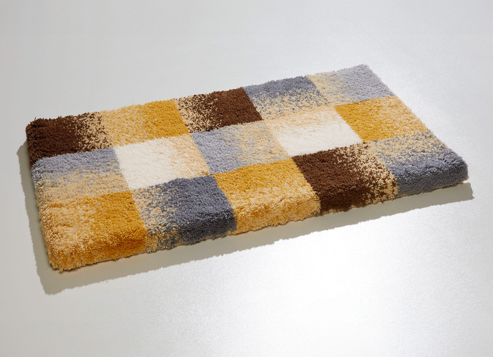 Badgarnituren - Vorleger halbrund, in Größe 100 (Vorleger halbrund, 50/ 80 cm) bis 112 (WC-Deckelbezug, 47/ 50 cm), in Farbe BEIGE-GRAU Ansicht 1
