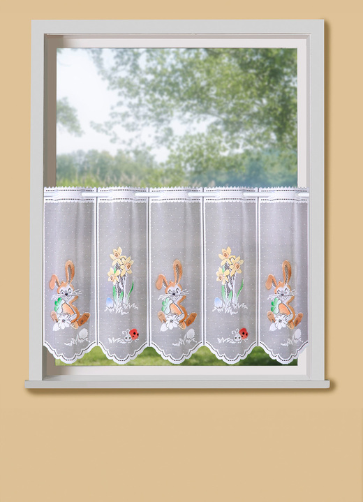 Kurzgardinen - Kurzstore, in Größe 788 (H45xB 96 cm) bis 858 (H60xB144 cm), in Farbe WEISS-BUNT