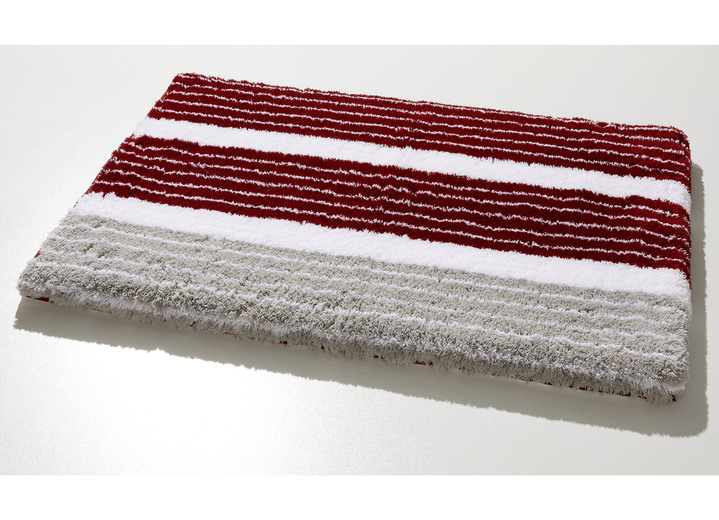 Badmatten - badkamerset in blotevoetenzachte kwaliteit, in Größe 100 (Matje, halfrond 50/80 cm) bis 112 (Toiletdekselafdekking 47/50 cm), in Farbe ROT Ansicht 1
