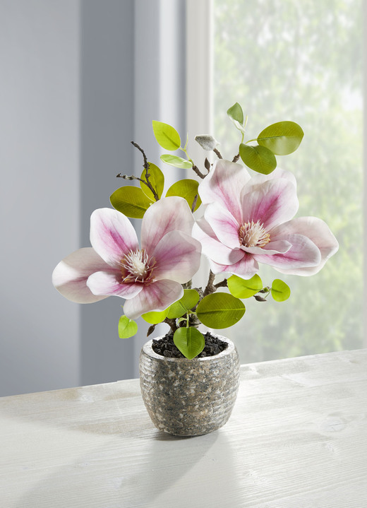 Kunst- & textielplanten - Betoverende magnolia in een pot, in Farbe ROSA-GRÜN