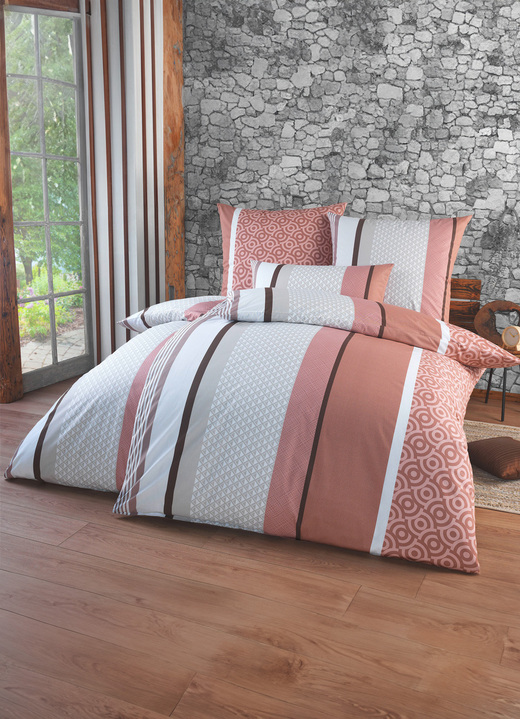 Beddengoed - Dubbelzijdig bedrukt beddengoedset in Renforcé-kwaliteit, in Größe 111 (40/80 cm + 135/200 cm) bis 412 (4-delige voordelige set), in Farbe BRAUN Ansicht 1