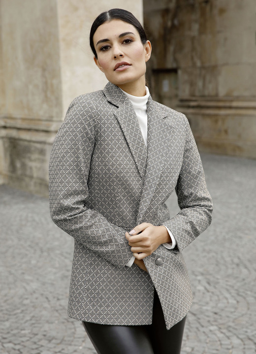 Blazer - Blazer met grafisch design, in Größe 020 bis 052, in Farbe KAMEEL ZWART Ansicht 1