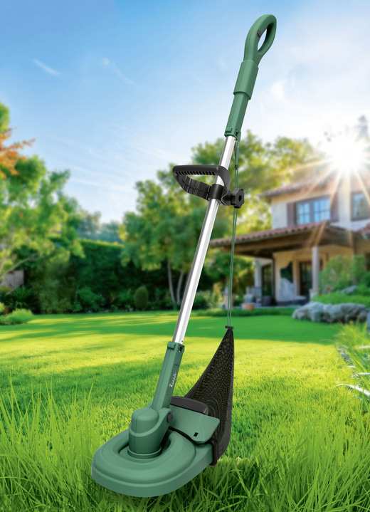 Tuinonderhoud - RuWi draadloze trimmer met veiligheidsnet, in Farbe GRÜN-SCHWARZ-SILBER Ansicht 1