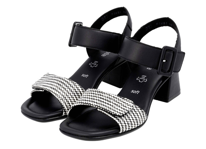 Sandalettes & slippers - Remonte Sandalette mit Flechtdurchzügen, in Größe 036 bis 042, in Farbe SCHWARZ-WEISS Ansicht 1