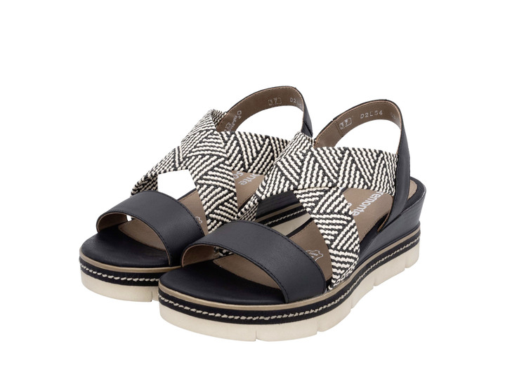 Sandalettes & slippers - Remonte Sandalette mit Flechtdurchzügen, in Größe 036 bis 042, in Farbe SCHWARZ-CREME Ansicht 1