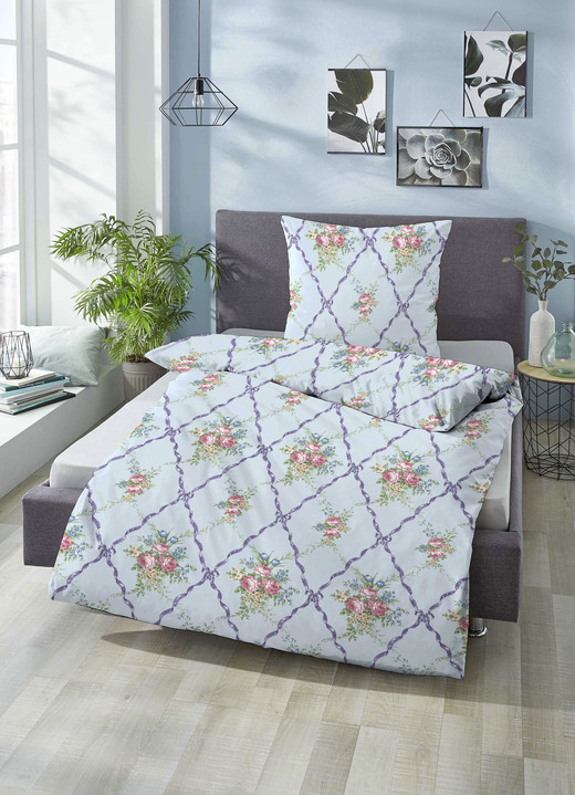 Bettwäschegarnituren - Bettwäsche-Garnitur in kuschelweicher Qualität, in Größe 112 (80/80 cm + 135/200 cm) bis 412 (4-teiliges Sparset), in Farbe BLAU Ansicht 1