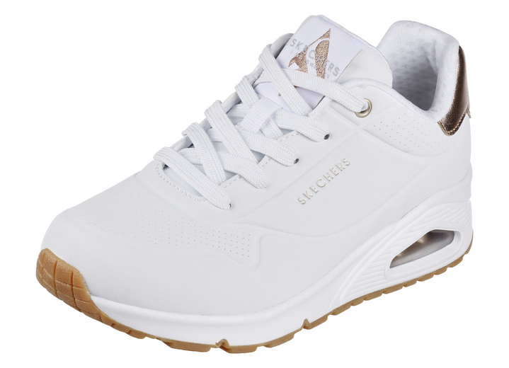 Slipper & Schnürschuhe - Schnür-Sneaker, in Größe 036 bis 042, in Farbe WEISS-GOLD Ansicht 1