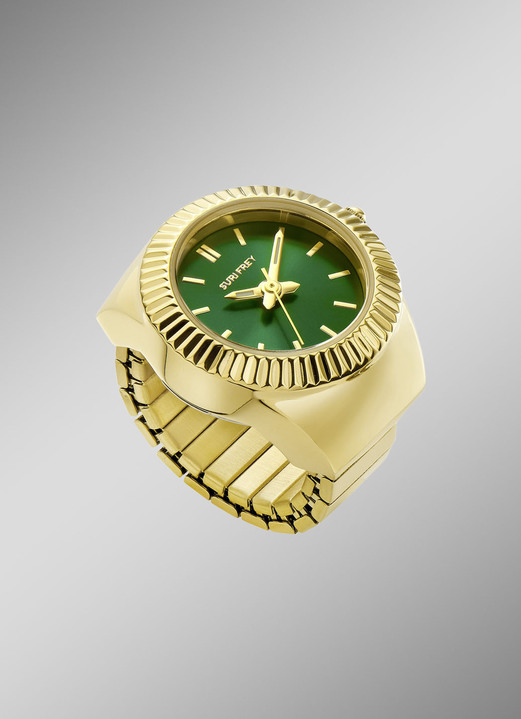 Rekbare band - Goudkleurig quartz horlogeringhorloge, in Farbe  Ansicht 1