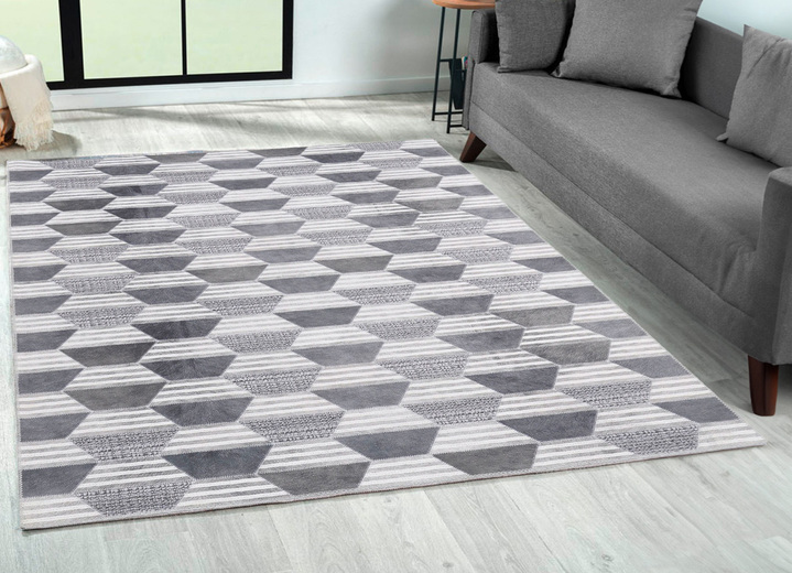 Modern - Robuuste en onderhoudsvriendelijke tapijten, in Größe 109 (Brug, 50 x 80 cm) bis 278 (tapijt, 190 x 280 cm), in Farbe GRAU Ansicht 1