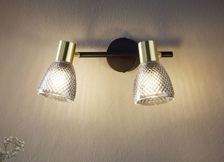 Plafondverlichting - Plafondlamp, in Farbe SCHWARZ-GOLD, in Ausführung met 2 lampen Ansicht 1