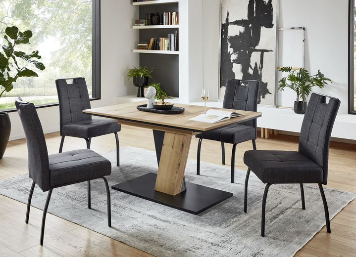 Stoelen & zitbanken - Eetset, 5-delig, in Farbe BEIGE, in Ausführung Bureaustoelen, set van 2 Ansicht 1