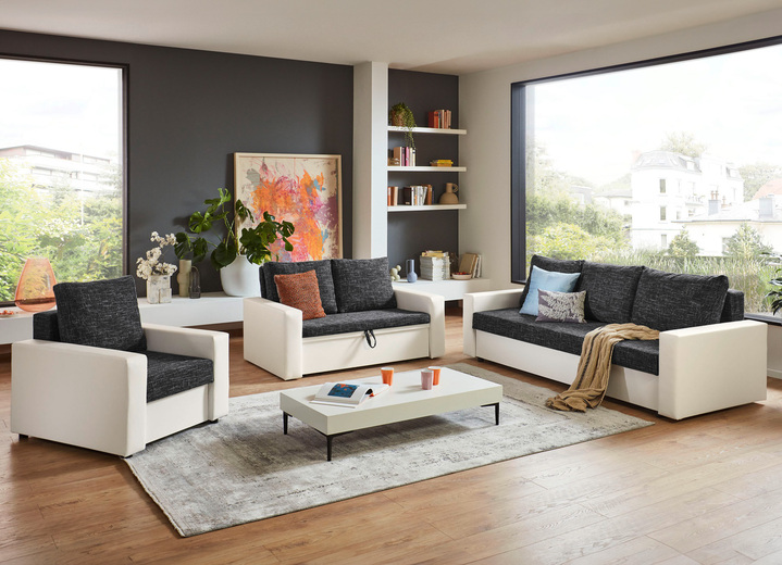 Gestoffeerde meubels - Vrijstaande gestoffeerde meubels met bedstee, in Farbe WEISS-GRAU, in Ausführung Fauteuil Ansicht 1