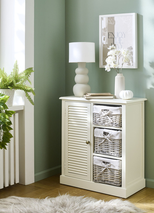 Landhuis meubels - Gedeeltelijk massieve ladekast in landelijke stijl, in Farbe WEISS, in Ausführung Commode, 1-deurs, 3 manden Ansicht 1