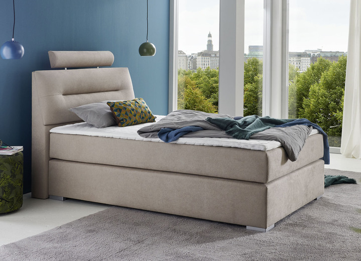 Boxspring - Boxspringbed, in Farbe CREME, in Ausführung met Bonnell-springverenmatras Ansicht 1