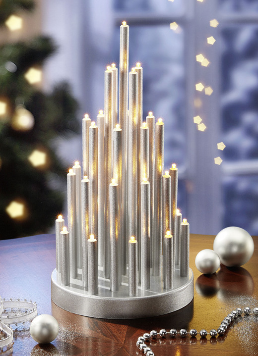 Kerstdecoraties - Kroonluchter, 33 lampen, in Farbe ZILVER