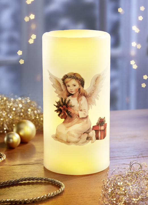 Weihnachtliche Dekorationen - LED-Echtwachskerze, in Farbe WEISS