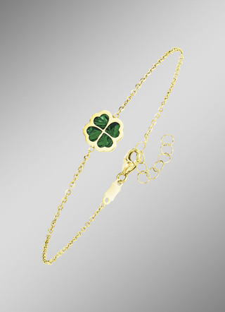 Delicate geluk – armband met malachiet klaverblad