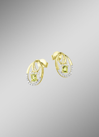 Oorbellen met diamanten en peridoot