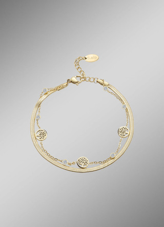 Levensboomarmband van roestvrij staal met kristallen