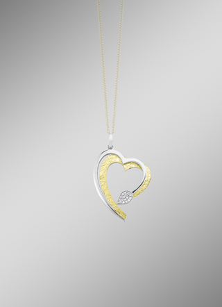 Hartvormige hanger in bicolor met synthetische zirkonia
